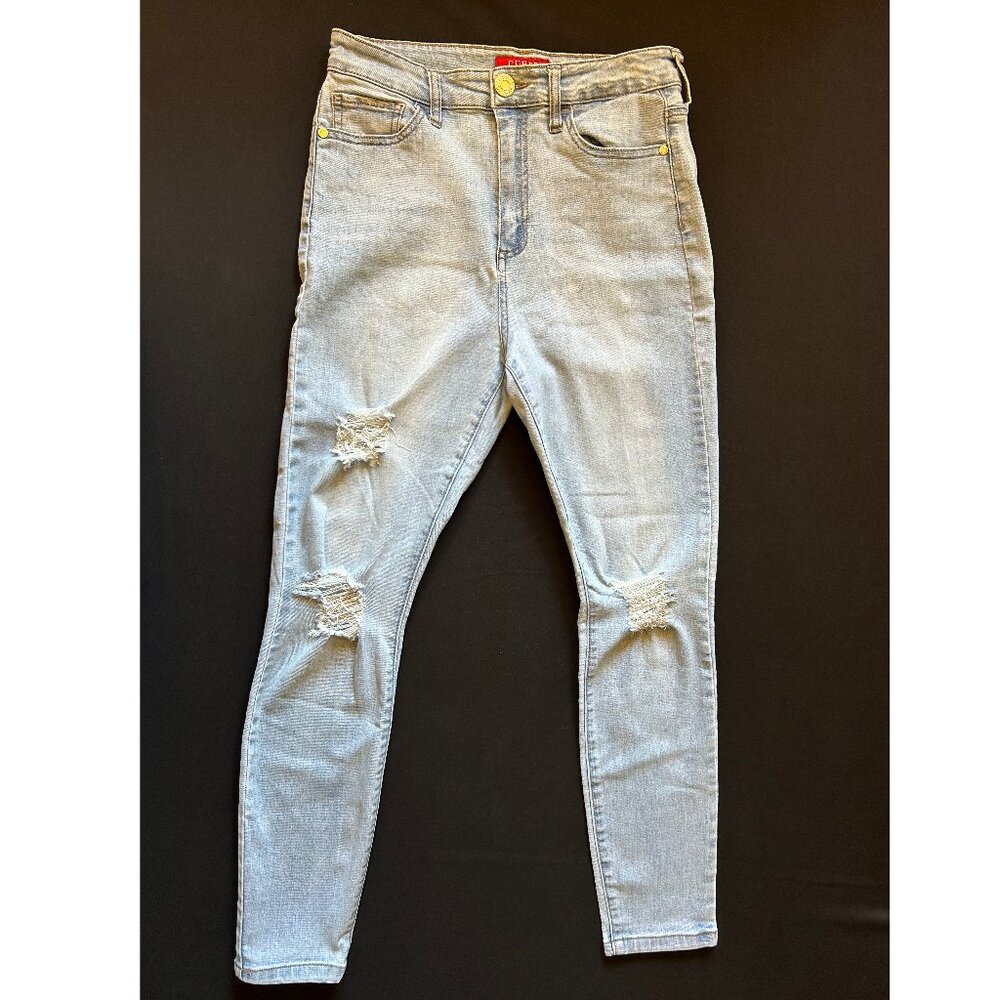 Guess distressed high rise skinny jeans